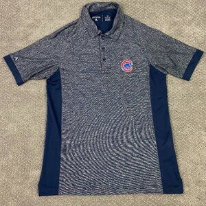 Chicago Cubs Polo Shirt Men's Medium Blue Heather Golf Performance Antigua MLB